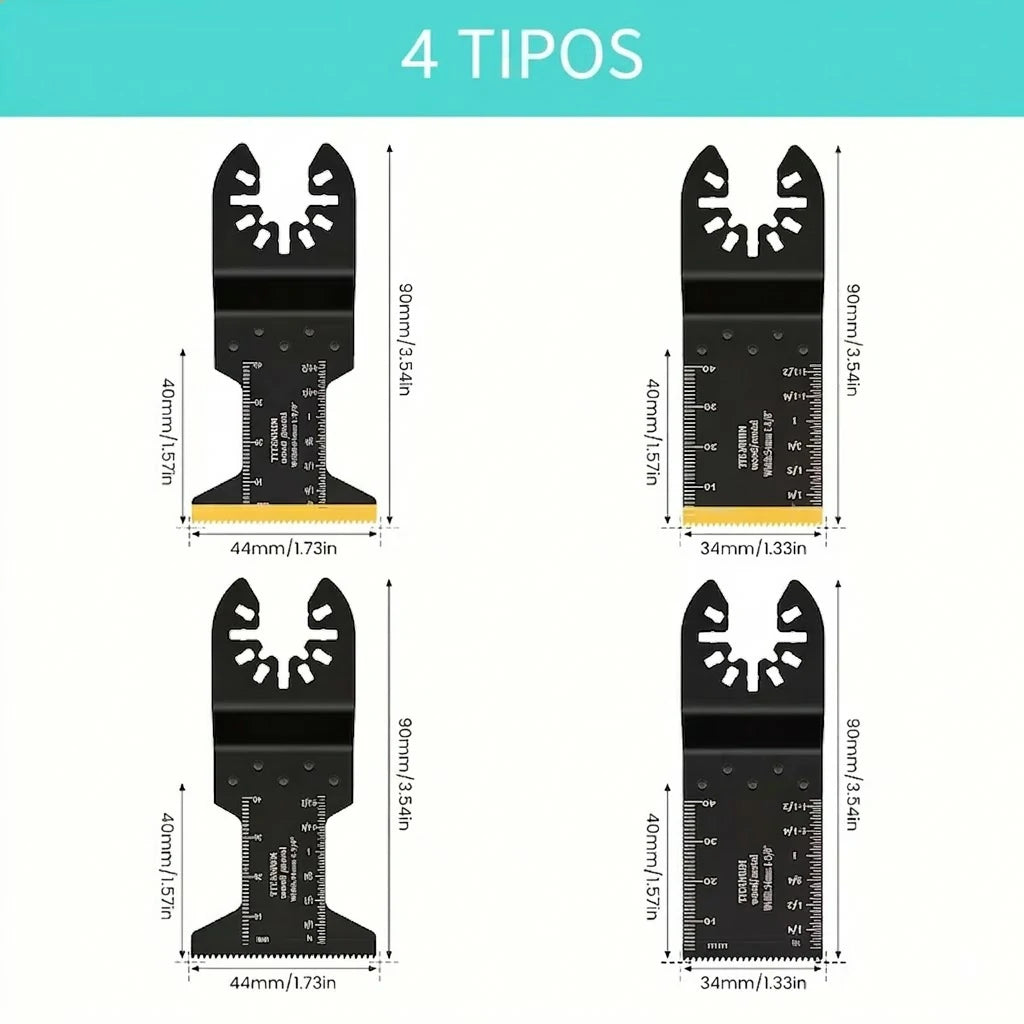 Pack X8 Cuchillas Multi Herramienta Oscilante Con Escala