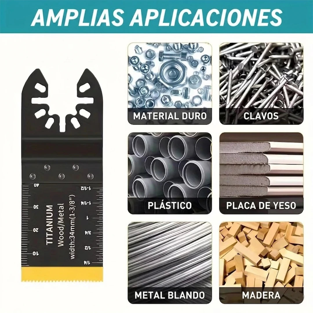 Pack X8 Cuchillas Multi Herramienta Oscilante Con Escala