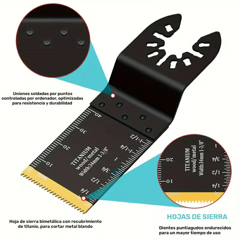 Pack X8 Cuchillas Multi Herramienta Oscilante Con Escala