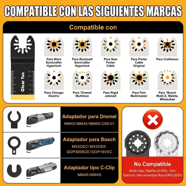 Kit x18 Hojas de Titanio Para Herramienta Oscilante / Multifunción Universal