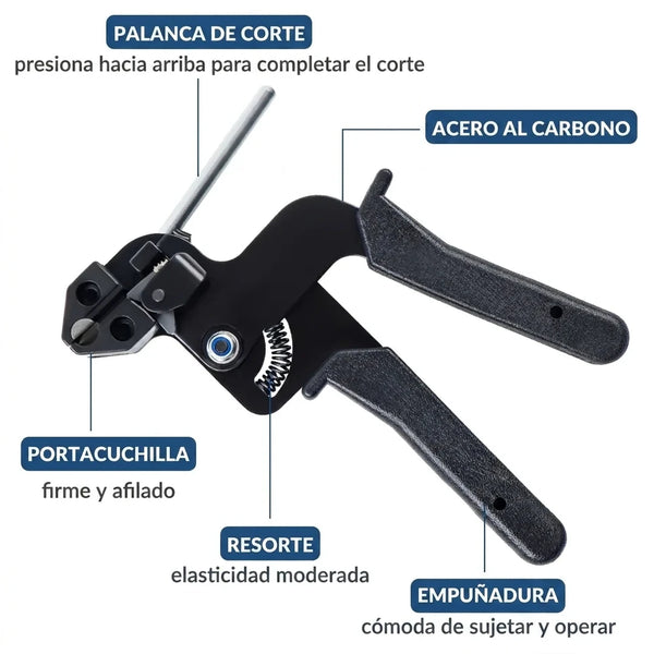 Pinza Tensora y Cortadora para Bridas Metálicas Profesional
