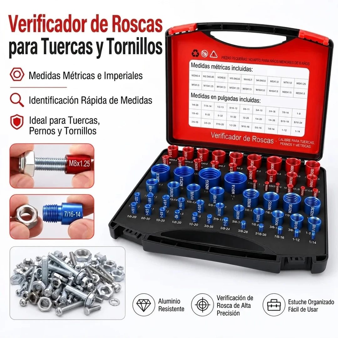 Kit X26 Piezas Comprobadores De Calibre Tuercas Y Tornillos