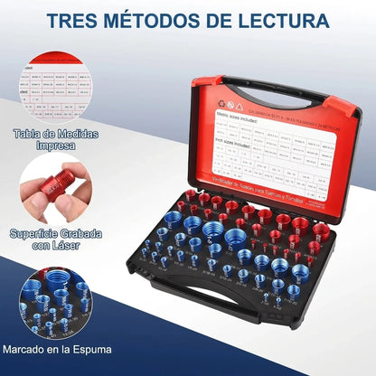 Kit X26 Piezas Comprobadores De Calibre Tuercas Y Tornillos