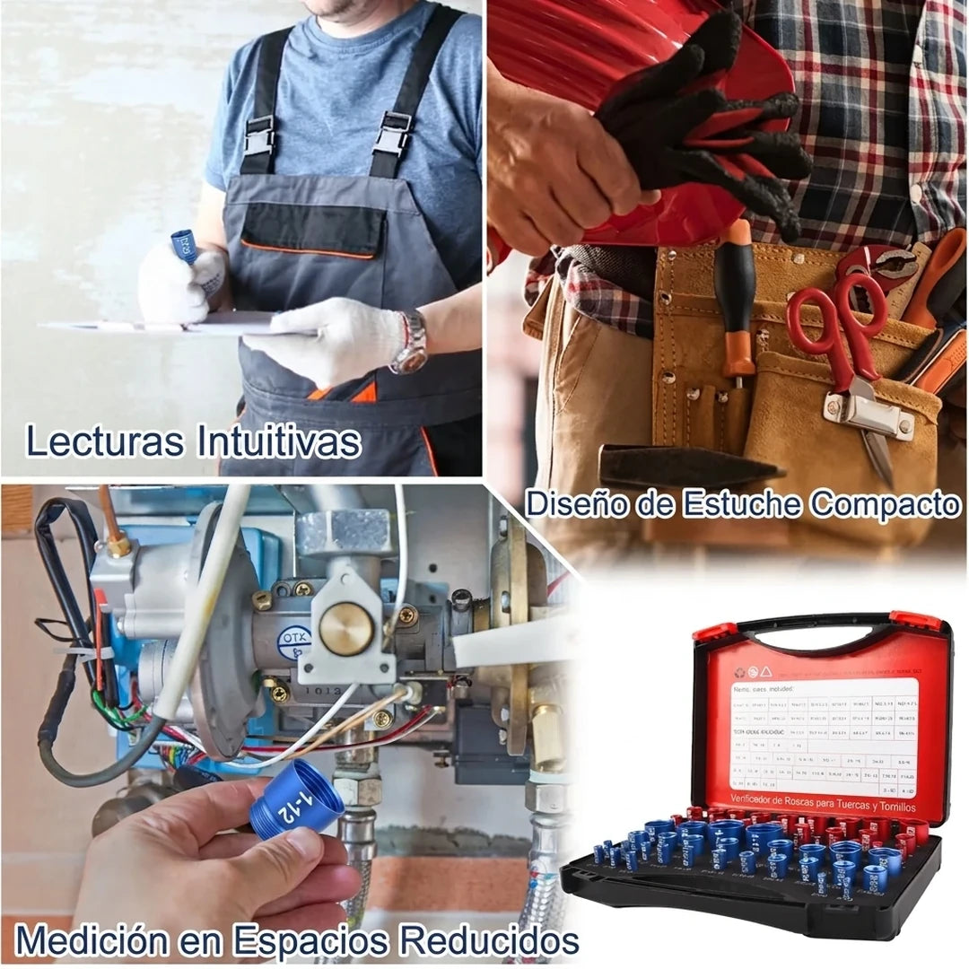 Kit X26 Piezas Comprobadores De Calibre Tuercas Y Tornillos