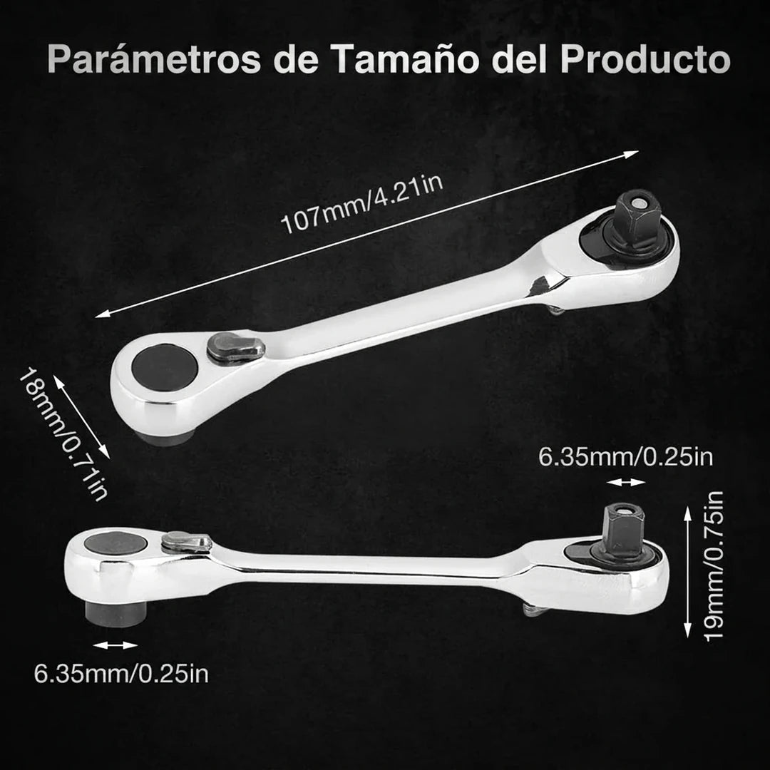 Pack X2 Mini Llave 1/4 Carraca Agarre Magnético 2 En 1