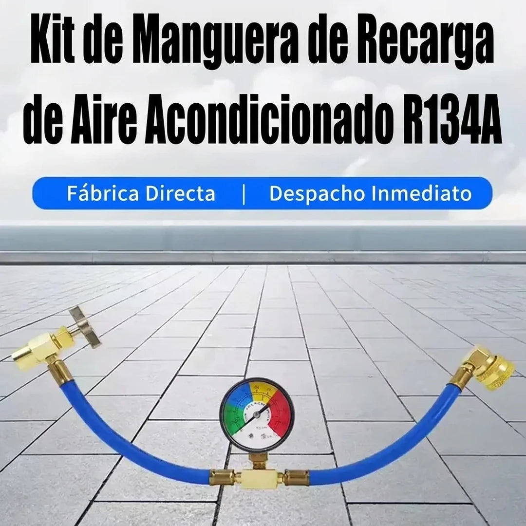 Kit De Recarga De Refrigerante Aire Acondicionado Automotriz Con Medidor