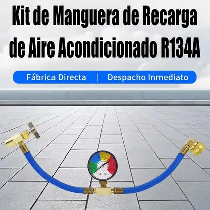 Kit De Recarga De Refrigerante Aire Acondicionado Automotriz Con Medidor